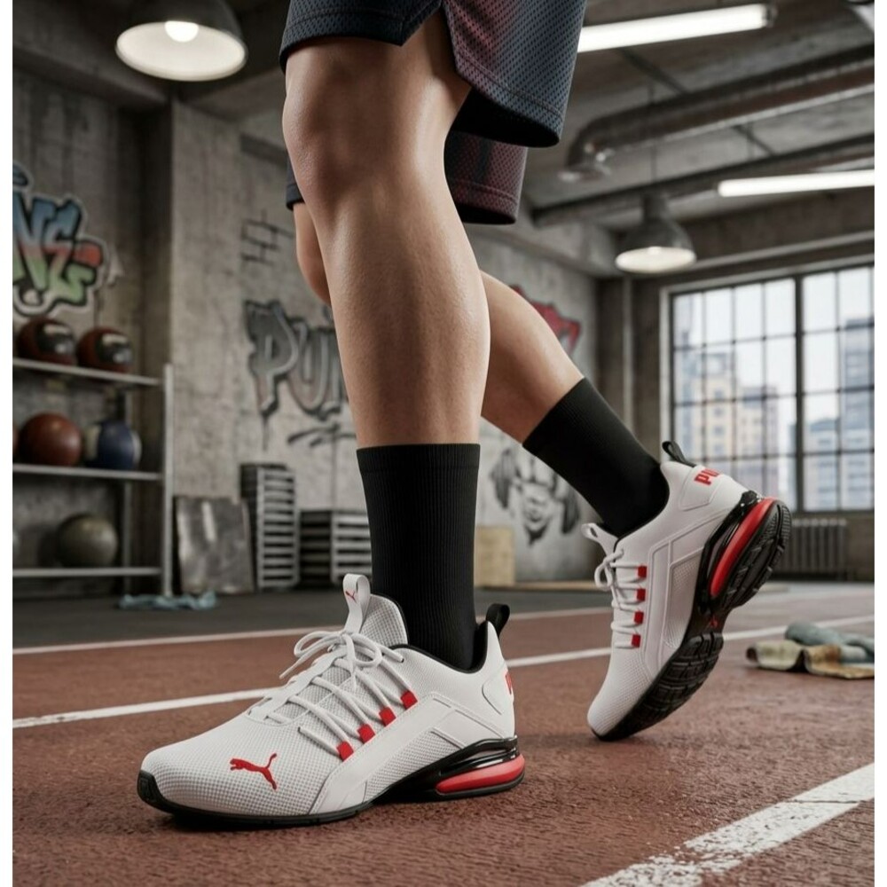 Puma AXELION Running Shoe Men’s 10.5 (310739-01) Athletic Trainer White/Red